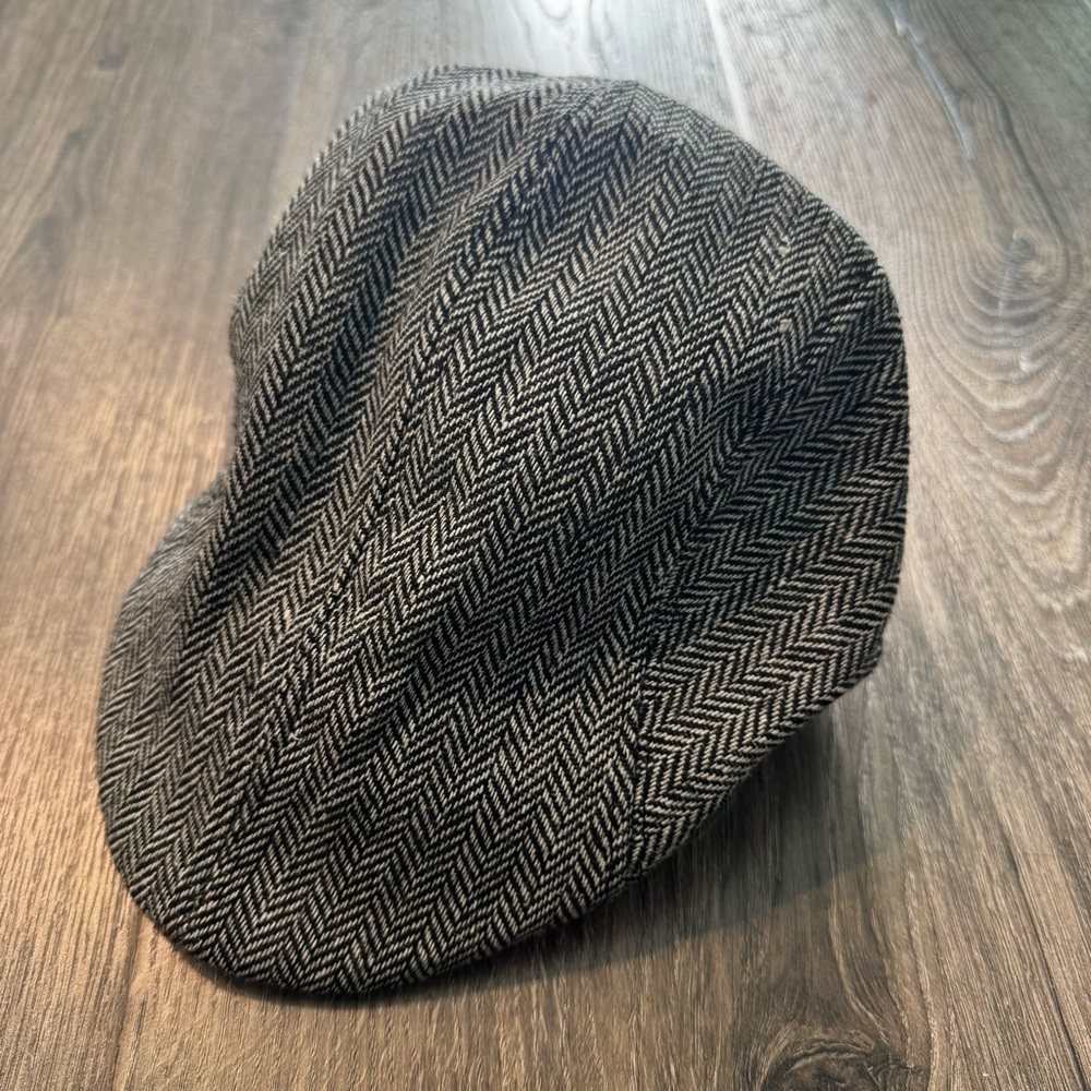 Gray Herringbone Flat Cap men 100% cotton